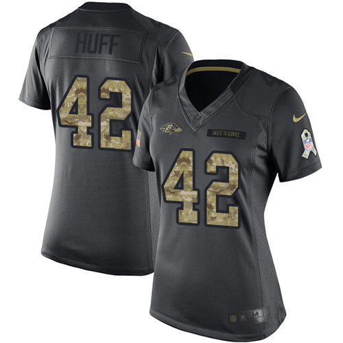 Women's Limited Marqueston Huff Nike Jersey Black - #42 2016 Salute to Service NFL Baltimore Ravens